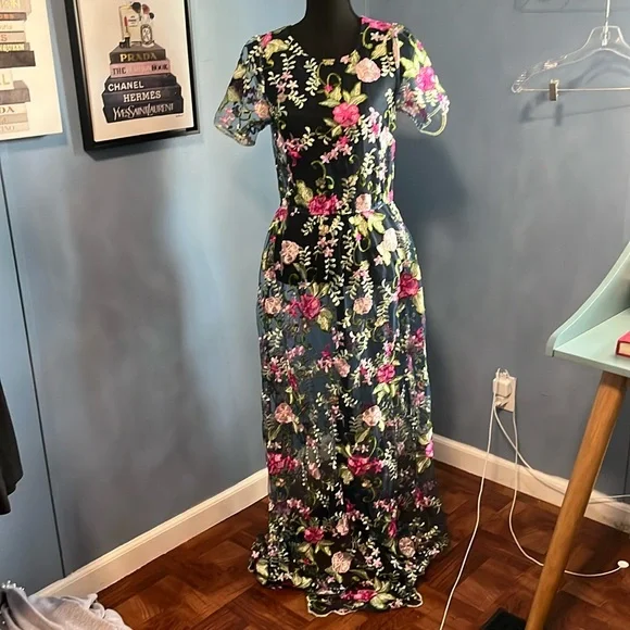 LuLaRoe Dresses Lularoe Sheer Floral Deanne Ii Maxi Dress